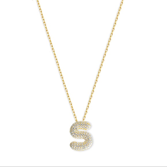 The Pave Bubble Letter Pendant Necklace - Picture 2 of 4